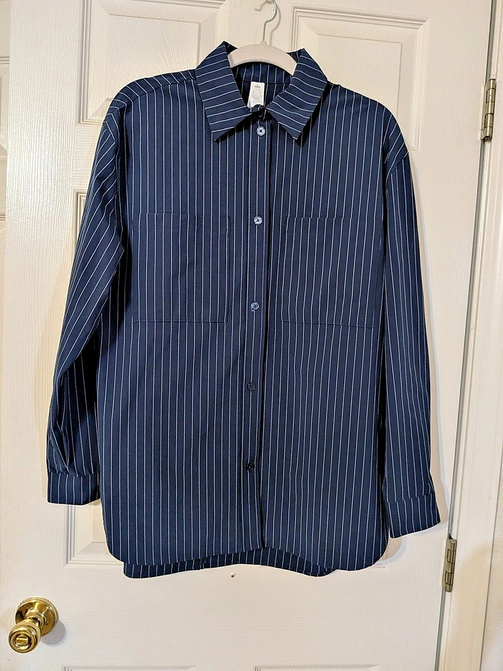 alo Striped Button Down in Blue & White Size Small Like New